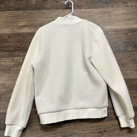 ZYIA White Plush Bomber Jacket with Ribbed Cuffs - Picture 2 of 7